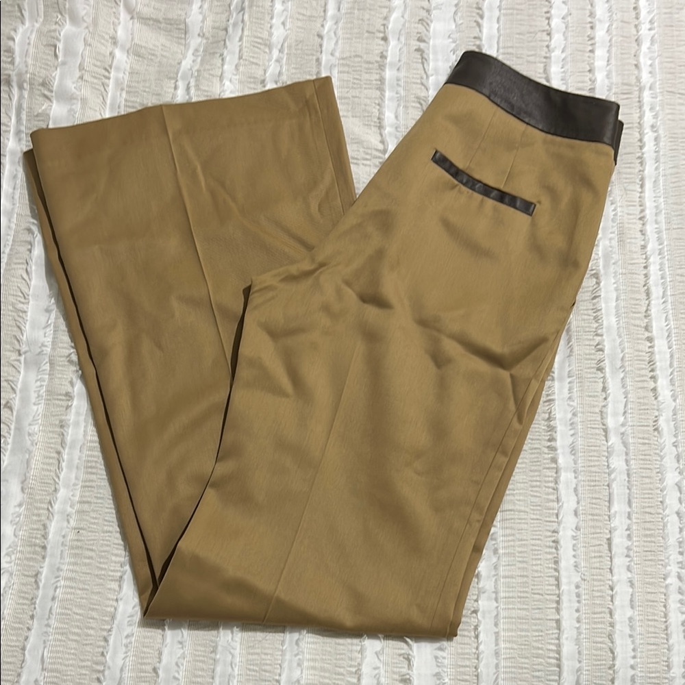 McGinn Women’s tan wide leg wool trousers, size 4